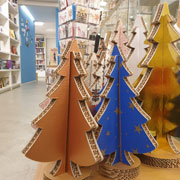 Green design: Cardboard Xmas trees by Lessmore, Design Giorgio Caporaso. Green and eco-sustainable Christmas in biodegradable material