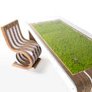MorePlus-Desk - cardboard desk with moss by Giorgio Caporaso for Lessmore
