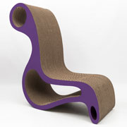X2Chair Easy: carboard chaise longue with purple finishes. Design Giorgio Caporaso. Lessmore