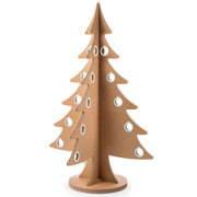 Albero di Natale in cartone, colore avana naturale, con fori per decorazioni e addobbi, Lessmore (altezza 220 cm)